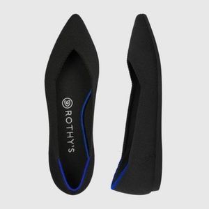 BRAND NEW ROTHYS SOLID BLACK POINT FLAT SIZE 8